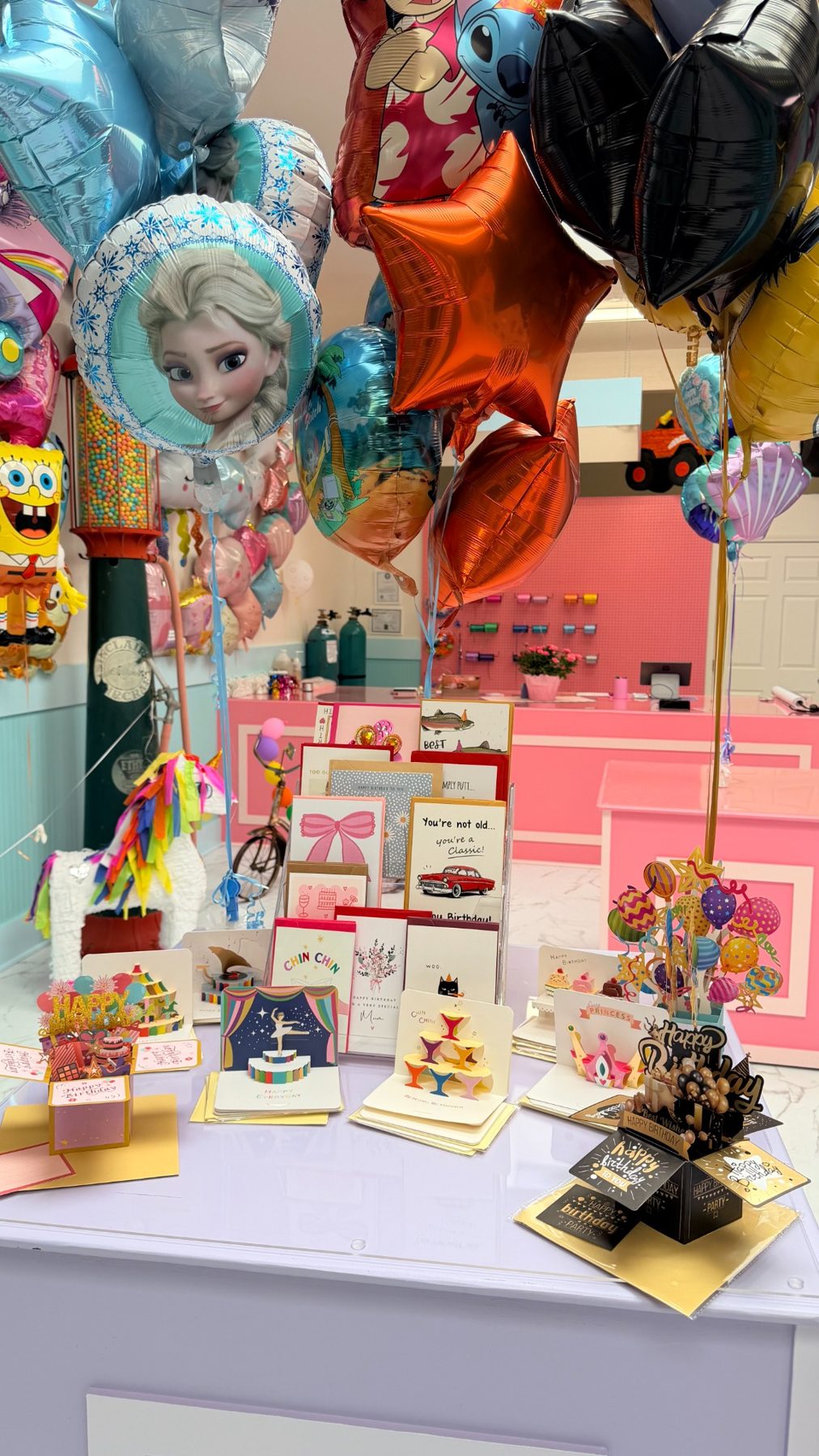 Greeting cards and balloons