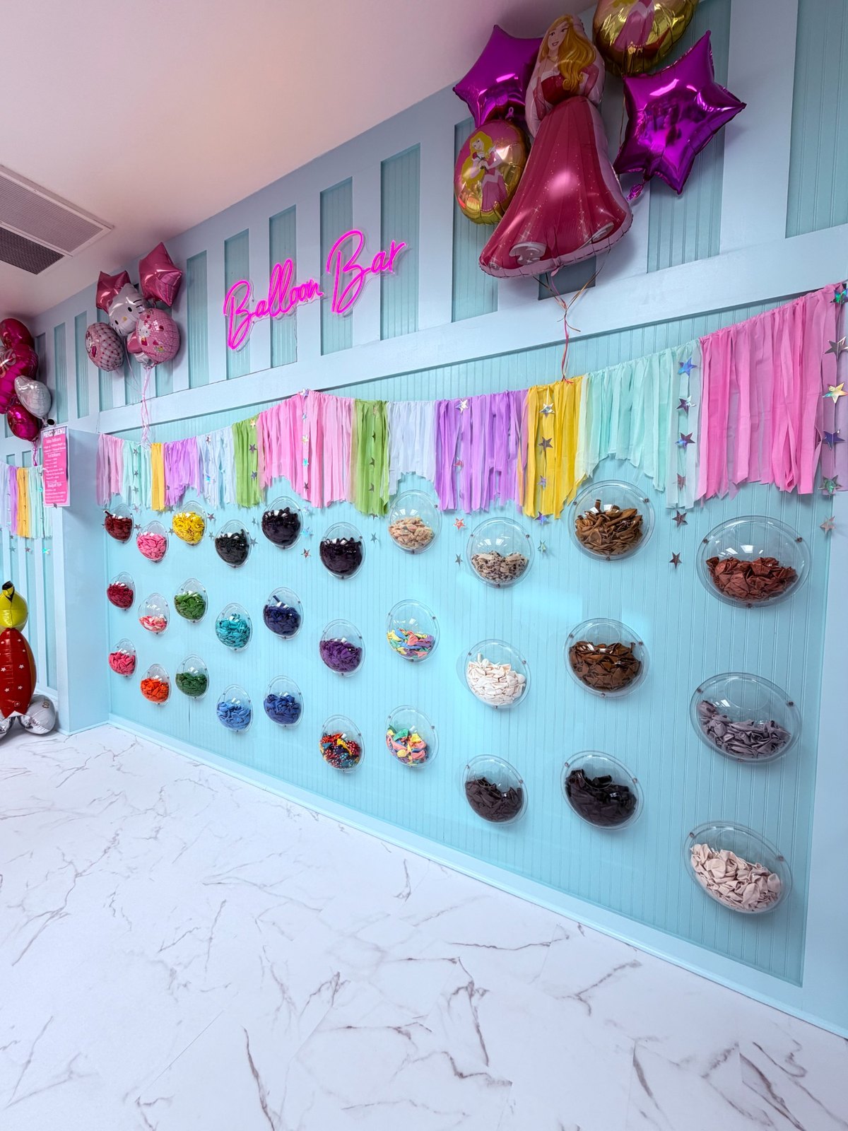 Balloon bar wall with colors and fringe