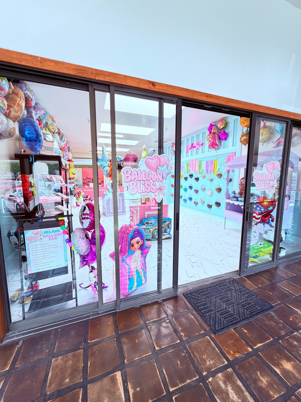 Front windows looking into Balloon Bliss