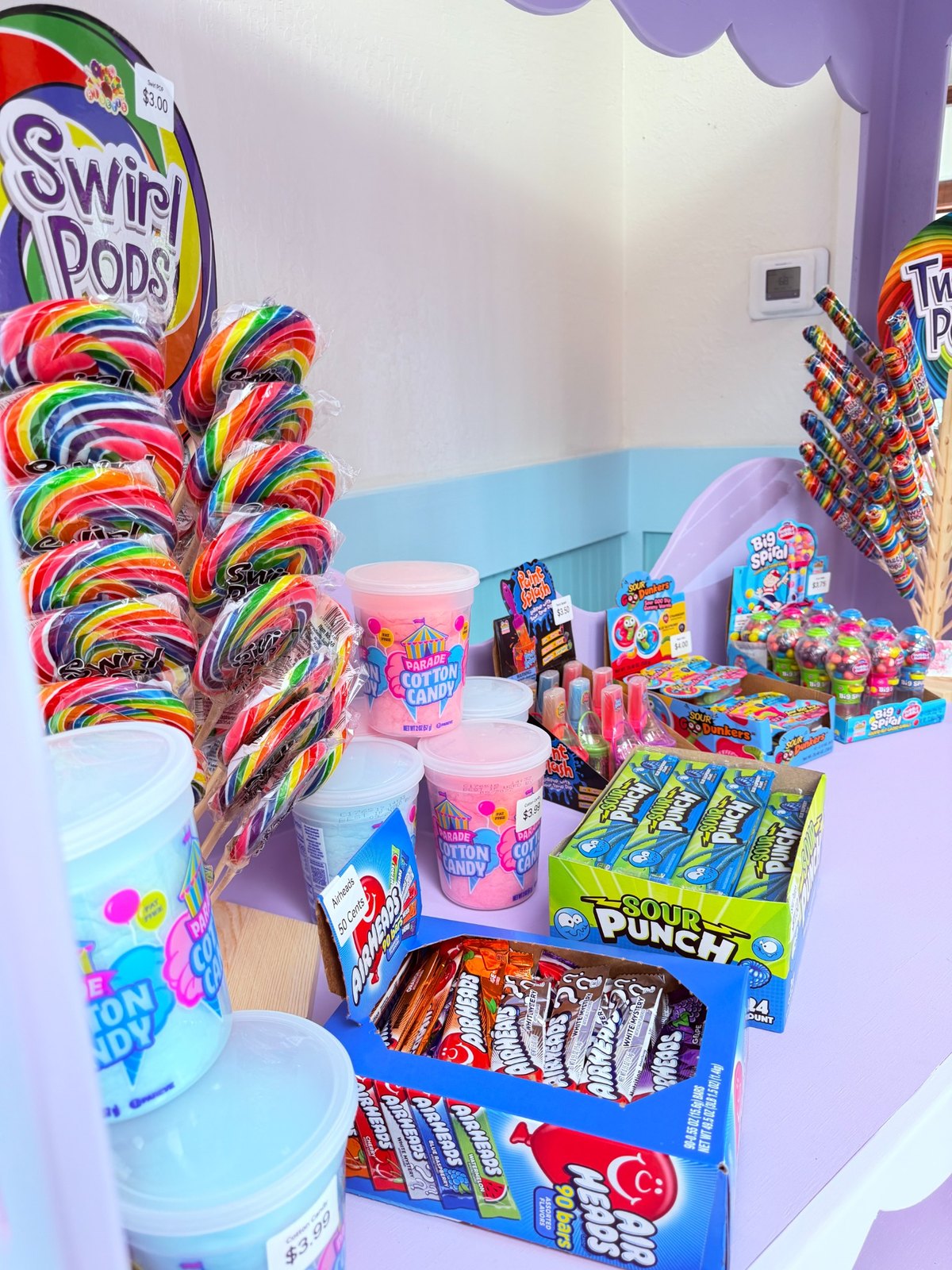 Candy and treats on the party cart