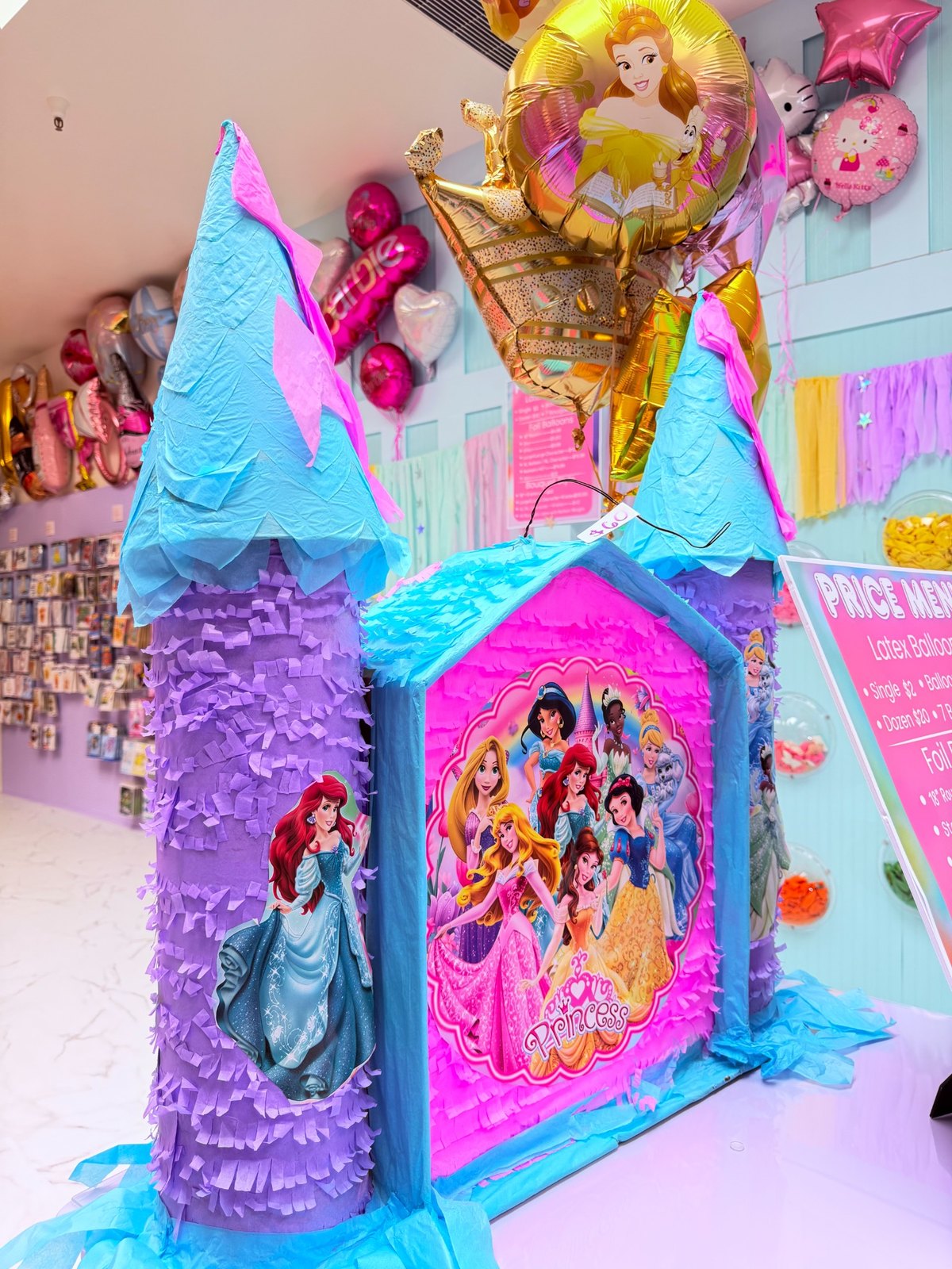 Disney princess castle piñata display