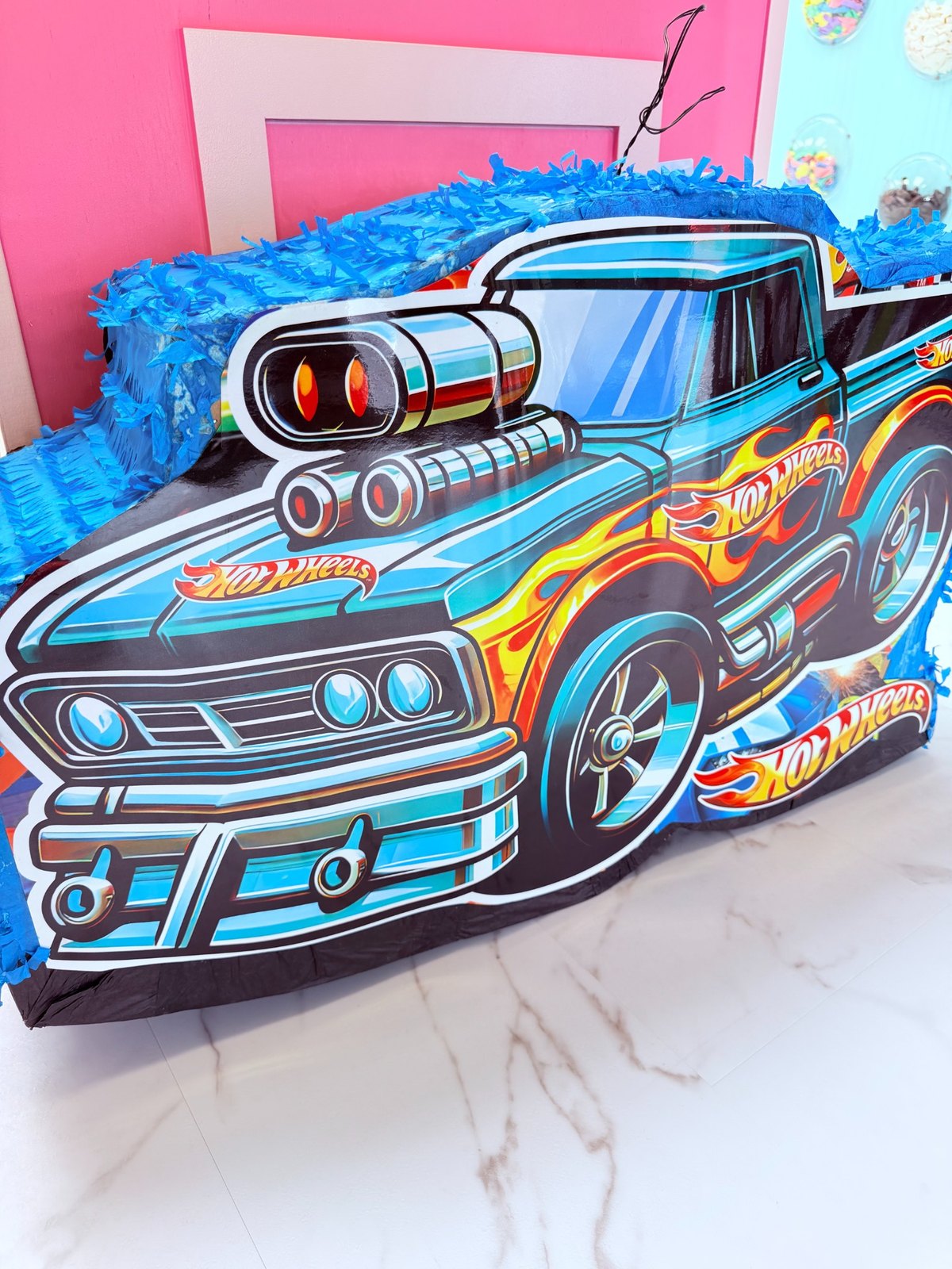 Hot Wheels piñata close-up